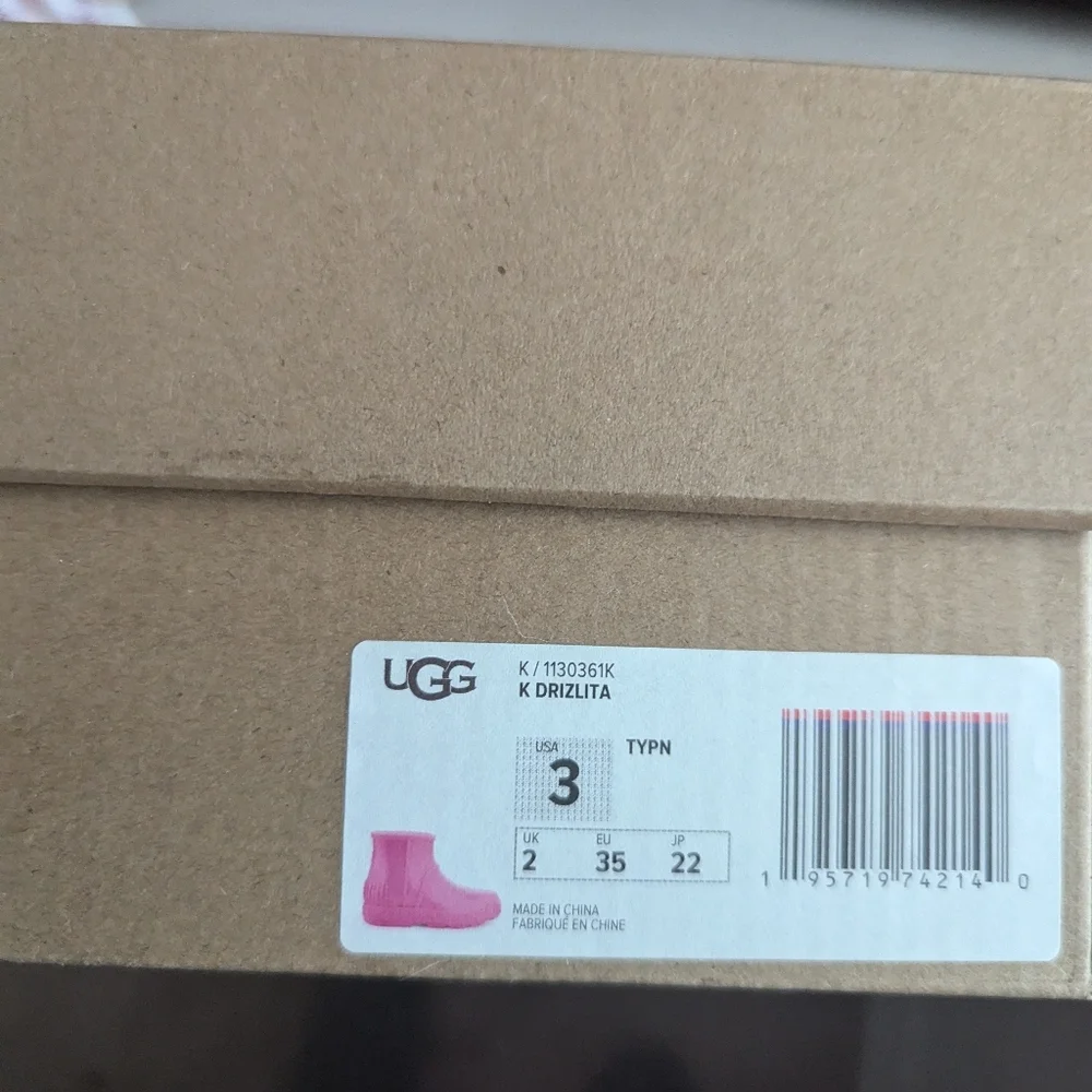 UGG Drizlita Rainboots Toddler Girl Pink Size 3
